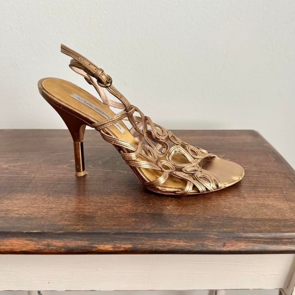Y2K Via Spiga Gold Bronze Heel Size 8